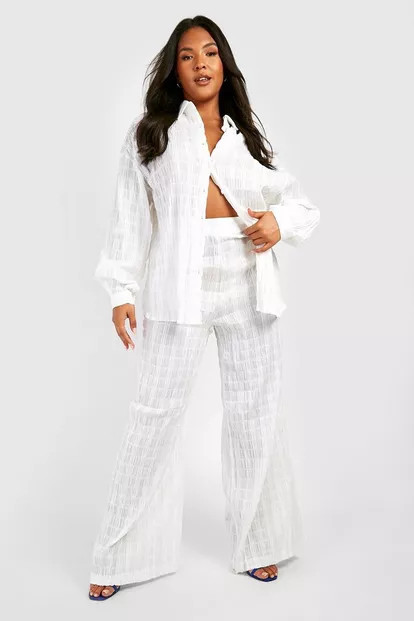 Plus Crinkle Shirt & Trousers Co-ord | Boohoo.com (US & CA)