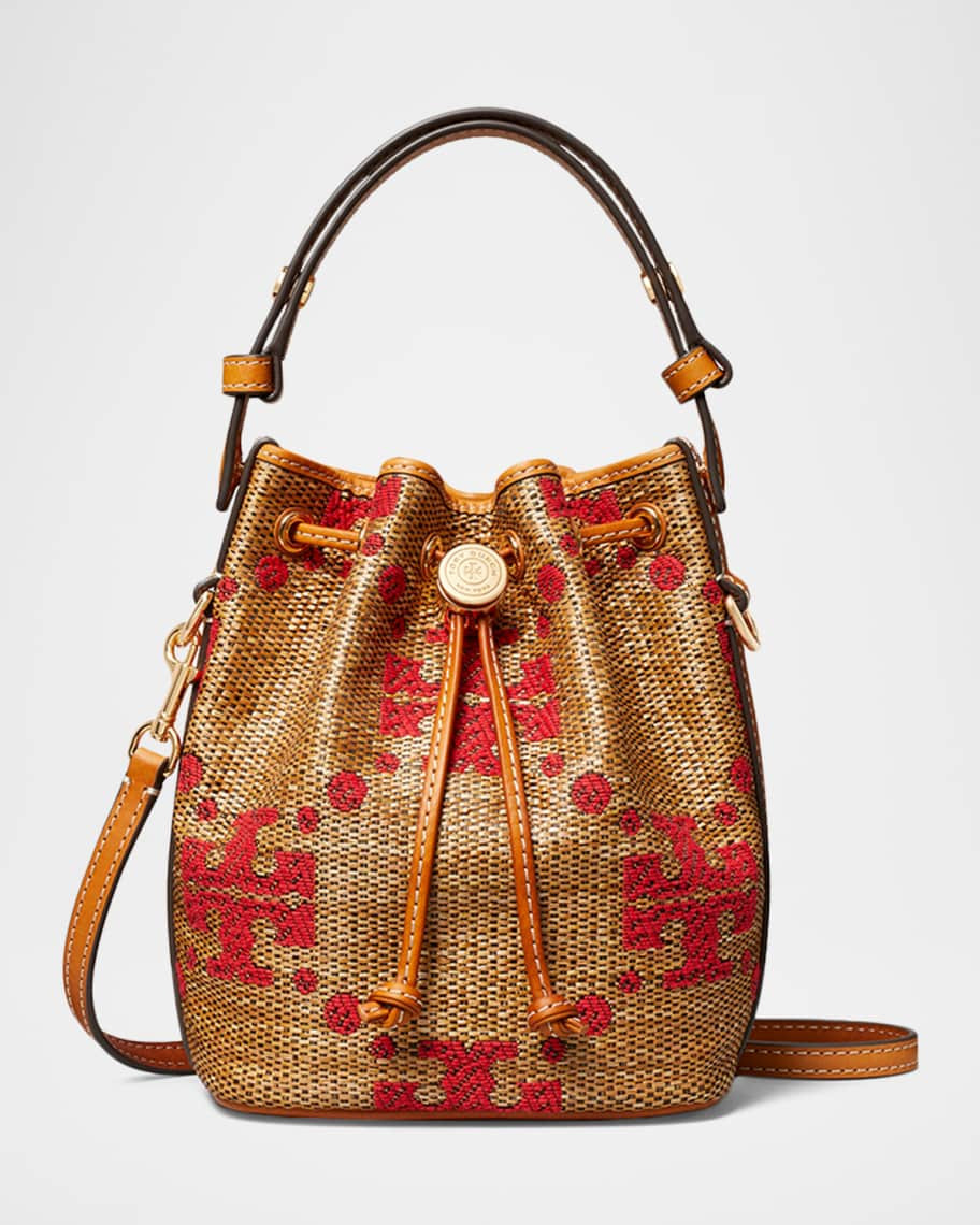Tory Burch Mini T Monogram Jacquard Woven Bucket Bag | Neiman Marcus