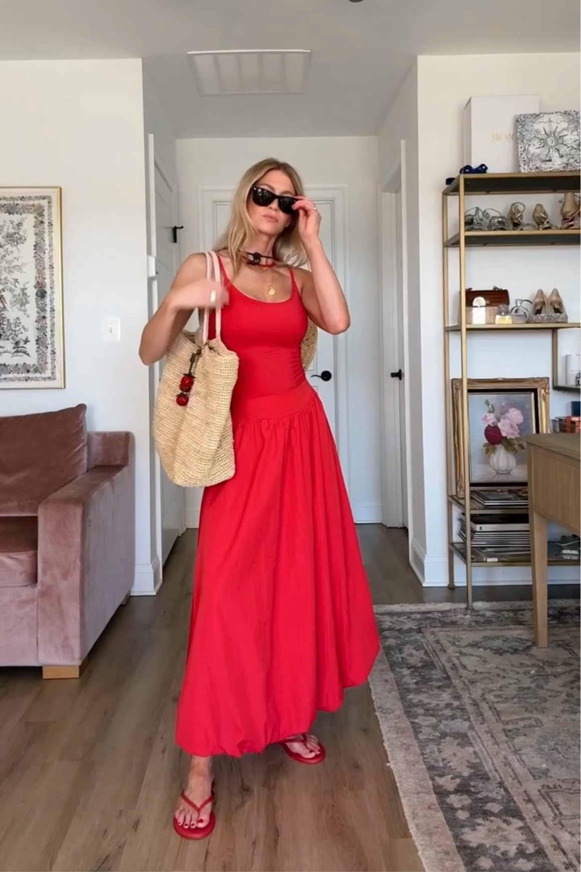 Red one piece suit styled with a red skirt! 
Swimsuit: runs TTS, wearing a size small, long torso 
Skirt: runs TTS, wearing size small 

#LTKSwim #LTKTravel #LTKSeasonal