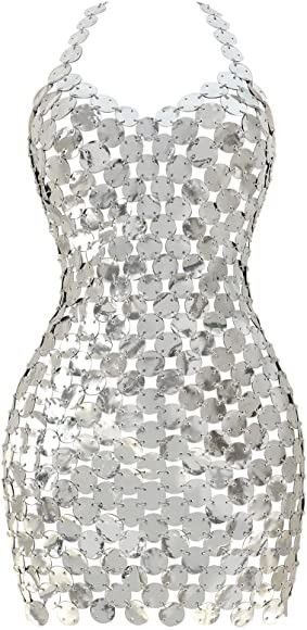 Azazccm Sequin Body Chain Dress,Women Chain Skirts for Party Bling Rave Outfits | Amazon (US)