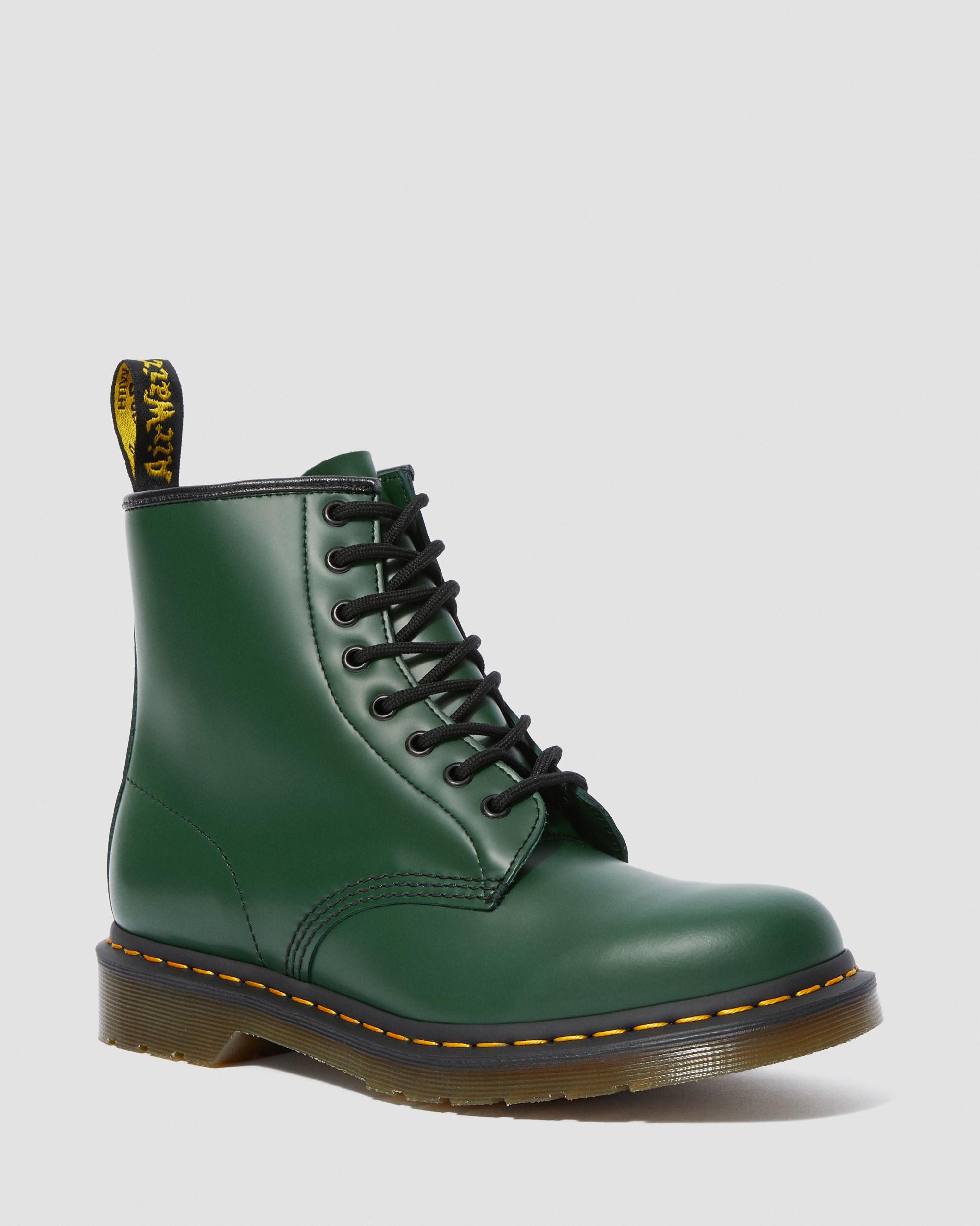 1460 Smooth Leather Lace Up Boots in Green | Dr. Martens | Dr. Martens