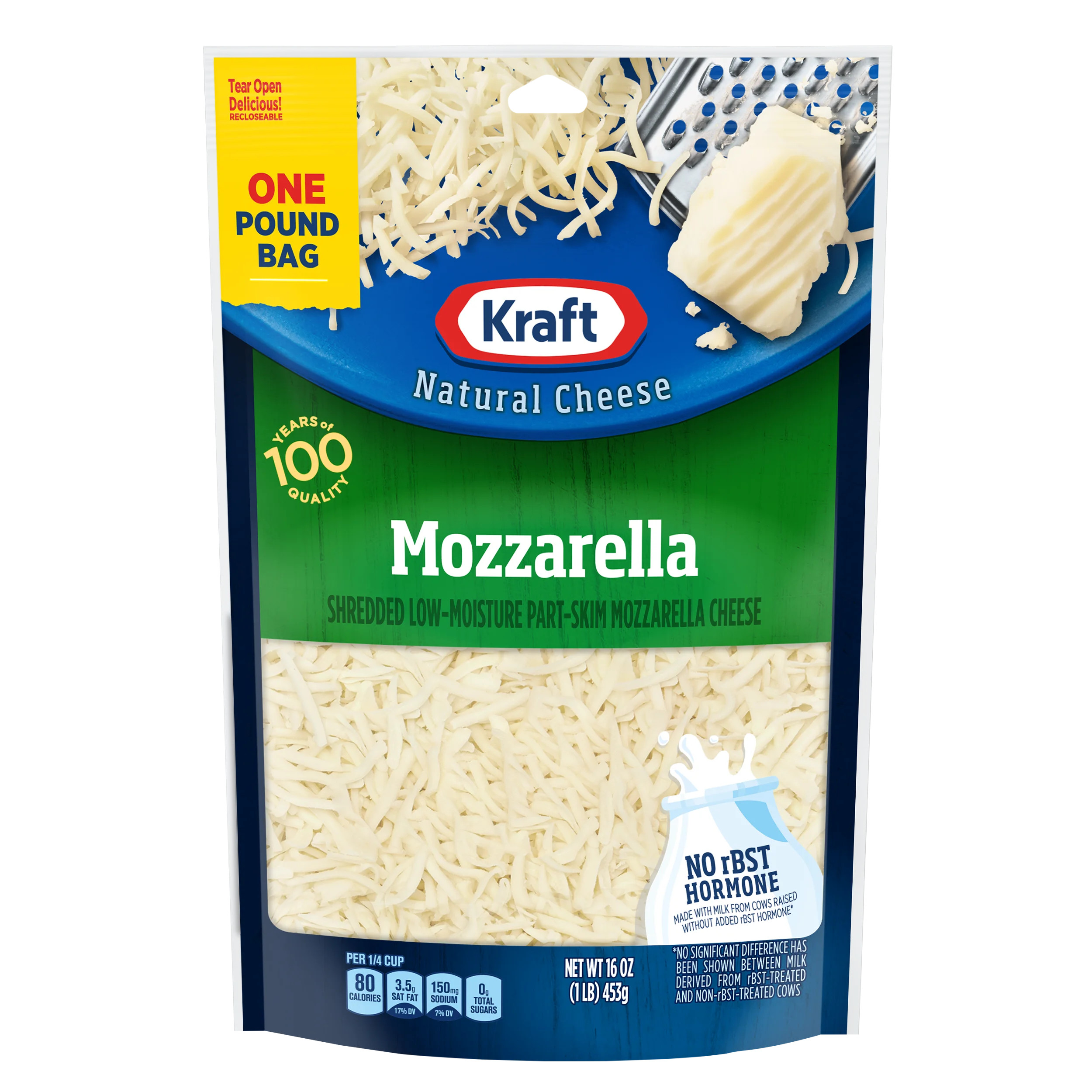 Kraft Mozzarella Shredded Natural Cheese 16oz Bag | Walmart (US)