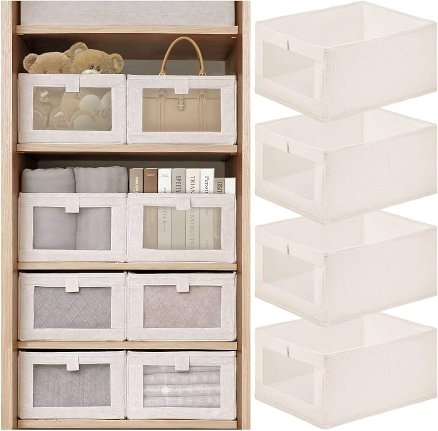 Linen Closet Organizers And Storage,4 Pack Closet Storage Bins For Closet Organization And Storag... | Amazon (US)