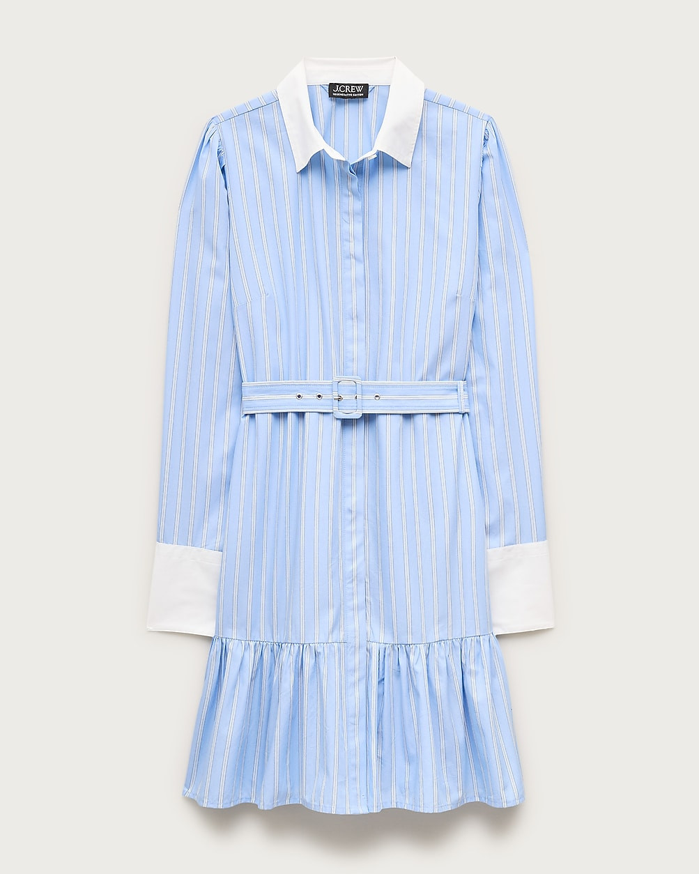 Tiered shirt-dress in striped cotton poplin | J. Crew US