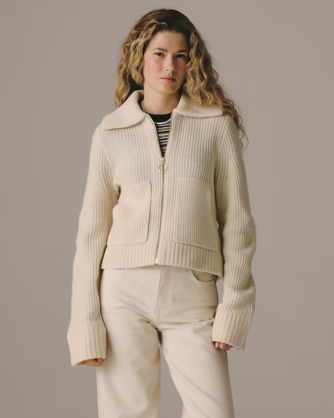 Collared full-zip sweater in merino wool | J. Crew US