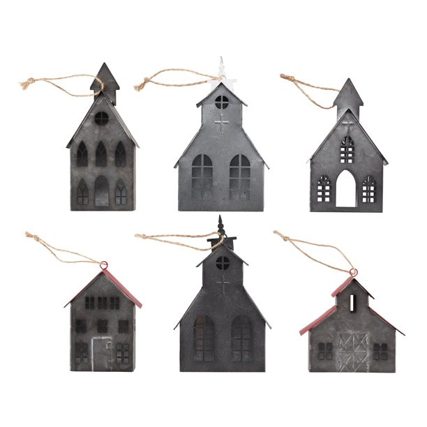 Holiday Time Metal House Christmas Tree Ornaments, 5.5 inch, 3 Pack - Walmart.com | Walmart (US)