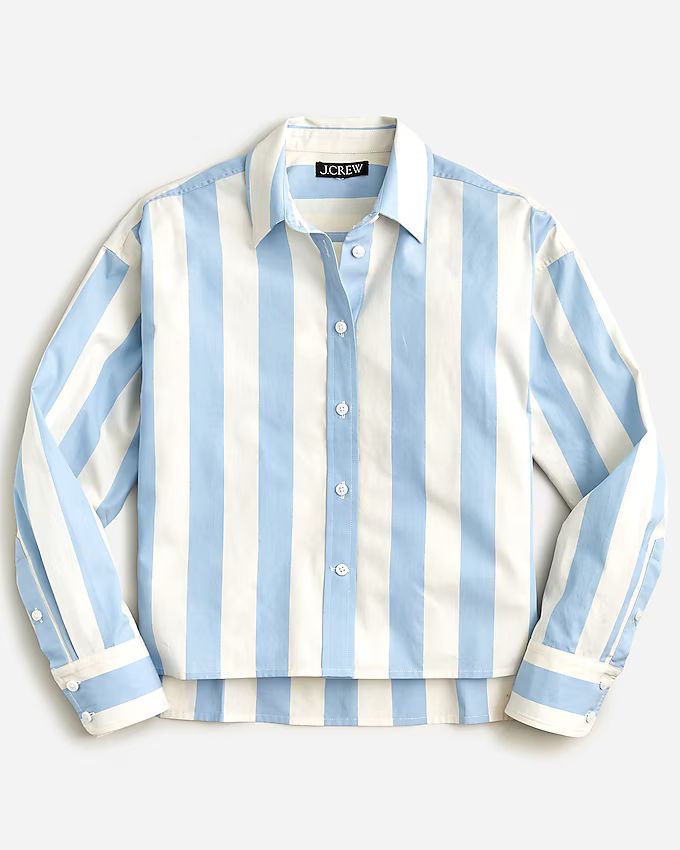 Relaxed-fit cropped shirt in Barlow stripe | J.Crew US