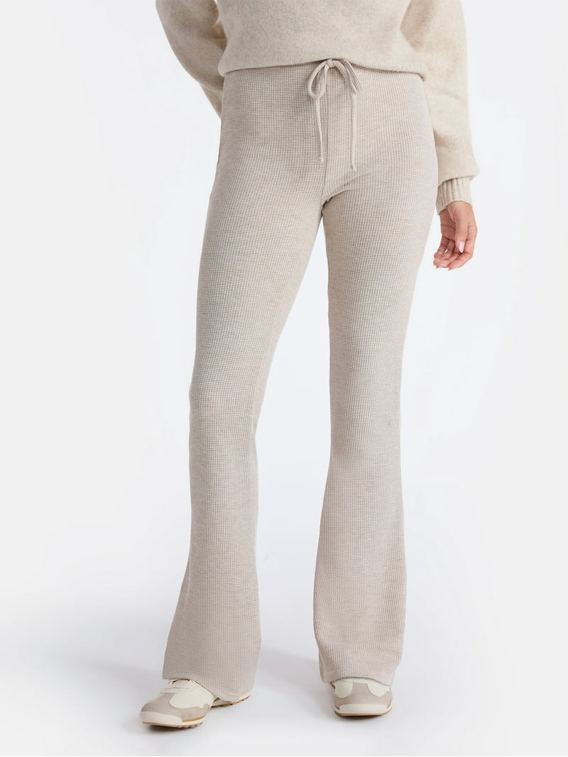 No Boundaries Brushed Back Waffle Knit Mini Bootcut Leggings, 32'' Inseam, Women’s | Walmart (US)