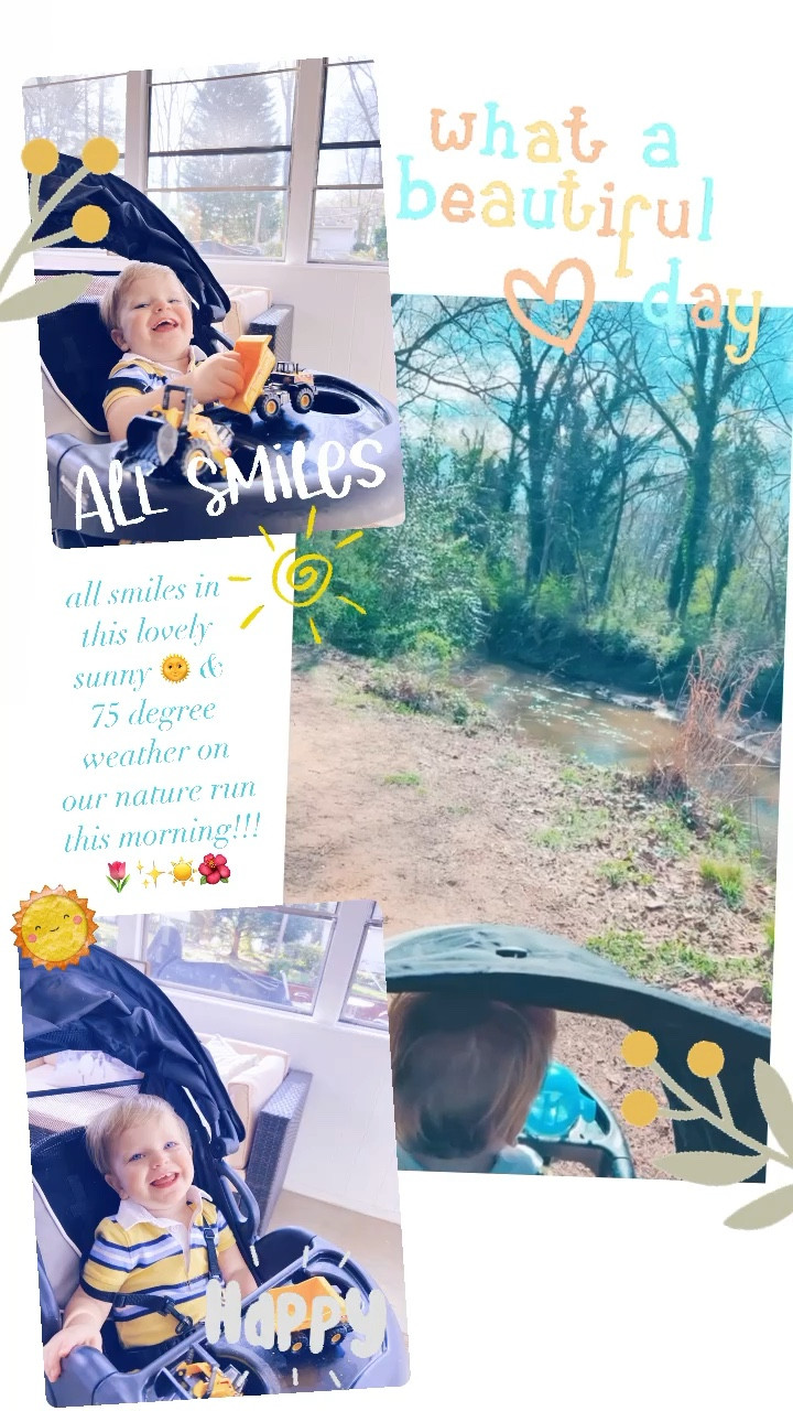 all smiles in this lovely sunny 🌞 & 
75 degree weather on our nature run this morning!!! 🌷✨☀️🌺

#LTKfamily #LTKfit #LTKbaby