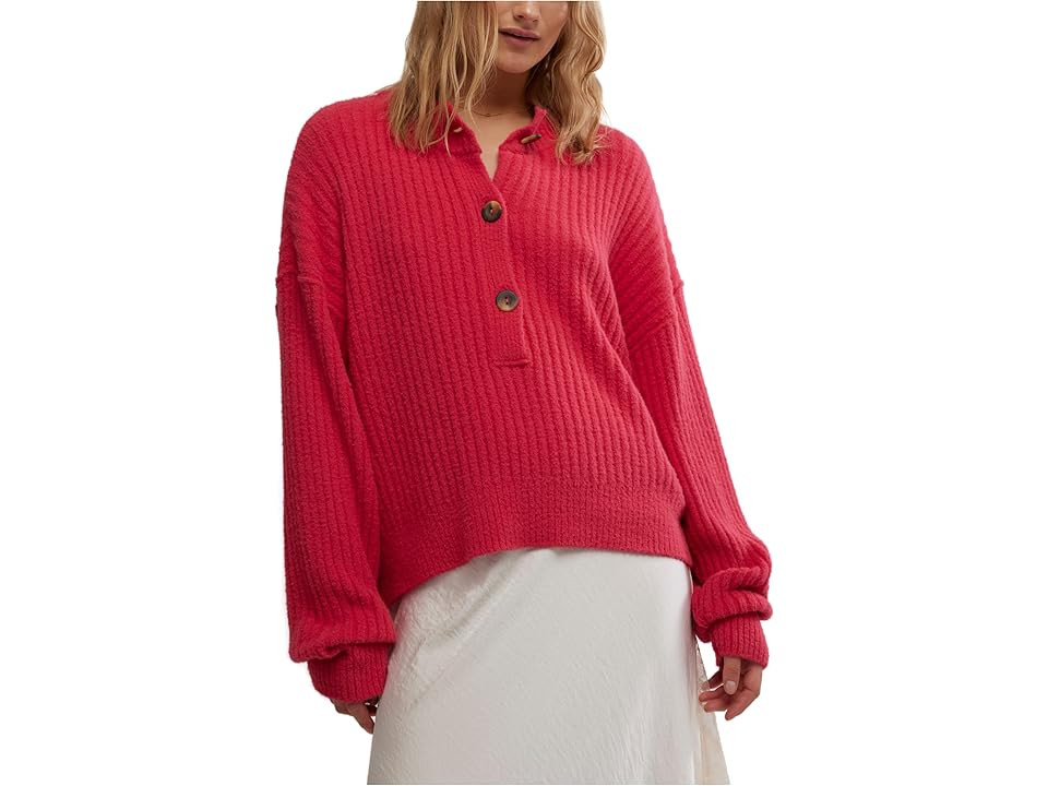 Free People Cocoa Henley Women's Sweater Virtual Pink : XL (Women's 14), Cotton/Nylon/Viscose | Zappos