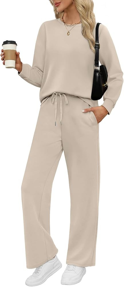 WIHOLL Lounge Sets for Women 2 Piece Travel Vacation Outfits Spring 2026 Sweatsuit Tracksuit | Amazon (US)