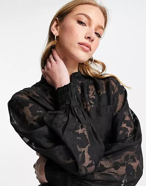 Y.A.S lace oversized shirt in black | ASOS (Global)