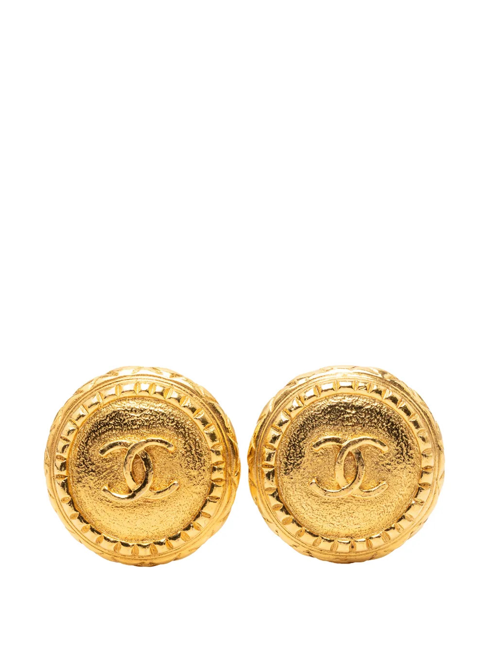 20th Century Gold Plated CC Round Clip On Earrings costume earrings | Farfetch Global