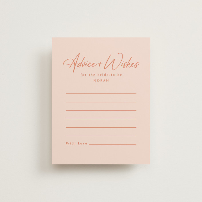 "Modern Script" - Customizable Bridal Shower Insert Cards in Orange by Ana Sharpe. | Minted