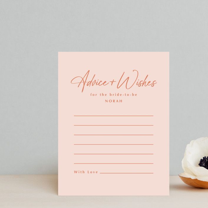 "Modern Script" - Customizable Bridal Shower Insert Cards in Orange by Ana Sharpe. | Minted