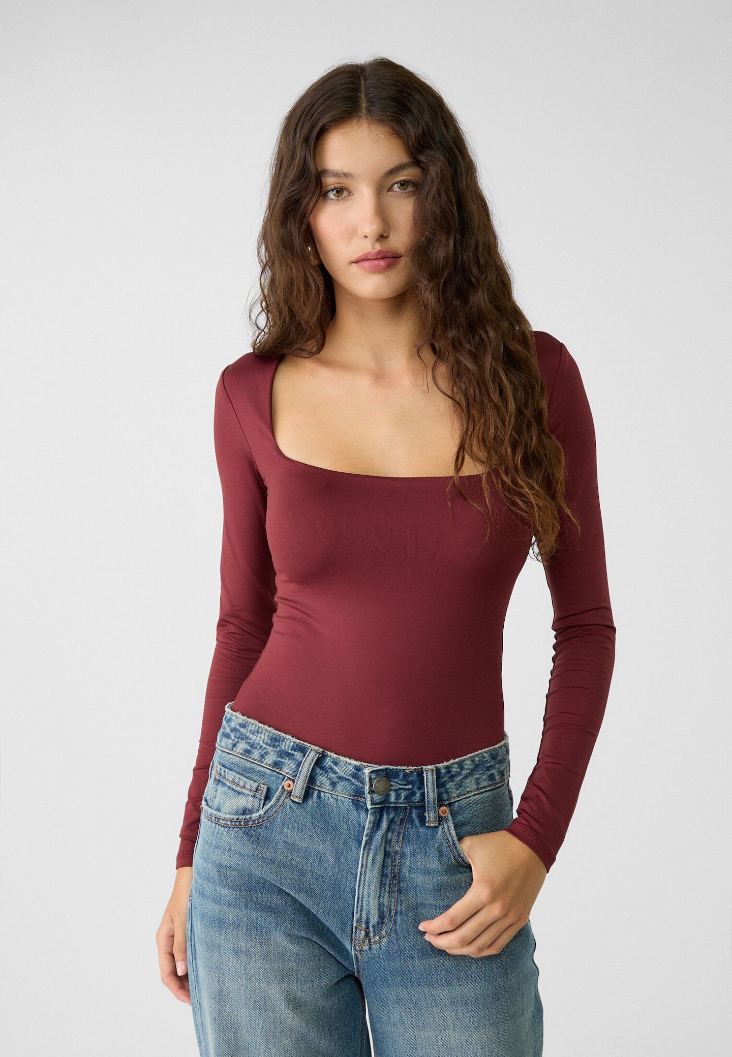 Bodysuit with square neckline | Stradivarius (UK)