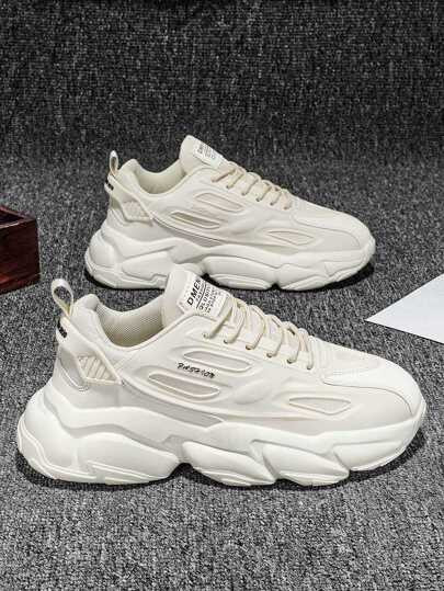 Men Letter Patch Decor Mesh Panel Lace-up Front Chunky Sneakers | SHEIN