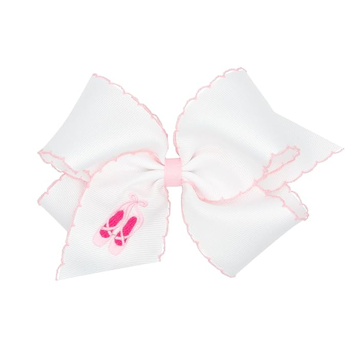 Wee Ones Girls' Grosgrain Hair Bow with Moonstitch Edge with Embroidered Ballet Slipper on WeeSta... | Amazon (US)
