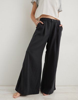 Aerie Pool-To-Party Linen Blend High Waisted Trouser | American Eagle Outfitters (US & CA)