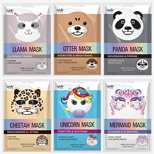 Epielle Character Face Mask Mystical Safari 6 Pack, Fun & Effective Korean Skin Care, Spa Party F... | Amazon (US)