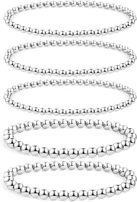 14K Gold Chain Bracelets Set for Women Girls, Dainty Gold Paperclip Link Bead Bracelet Stackable ... | Amazon (US)