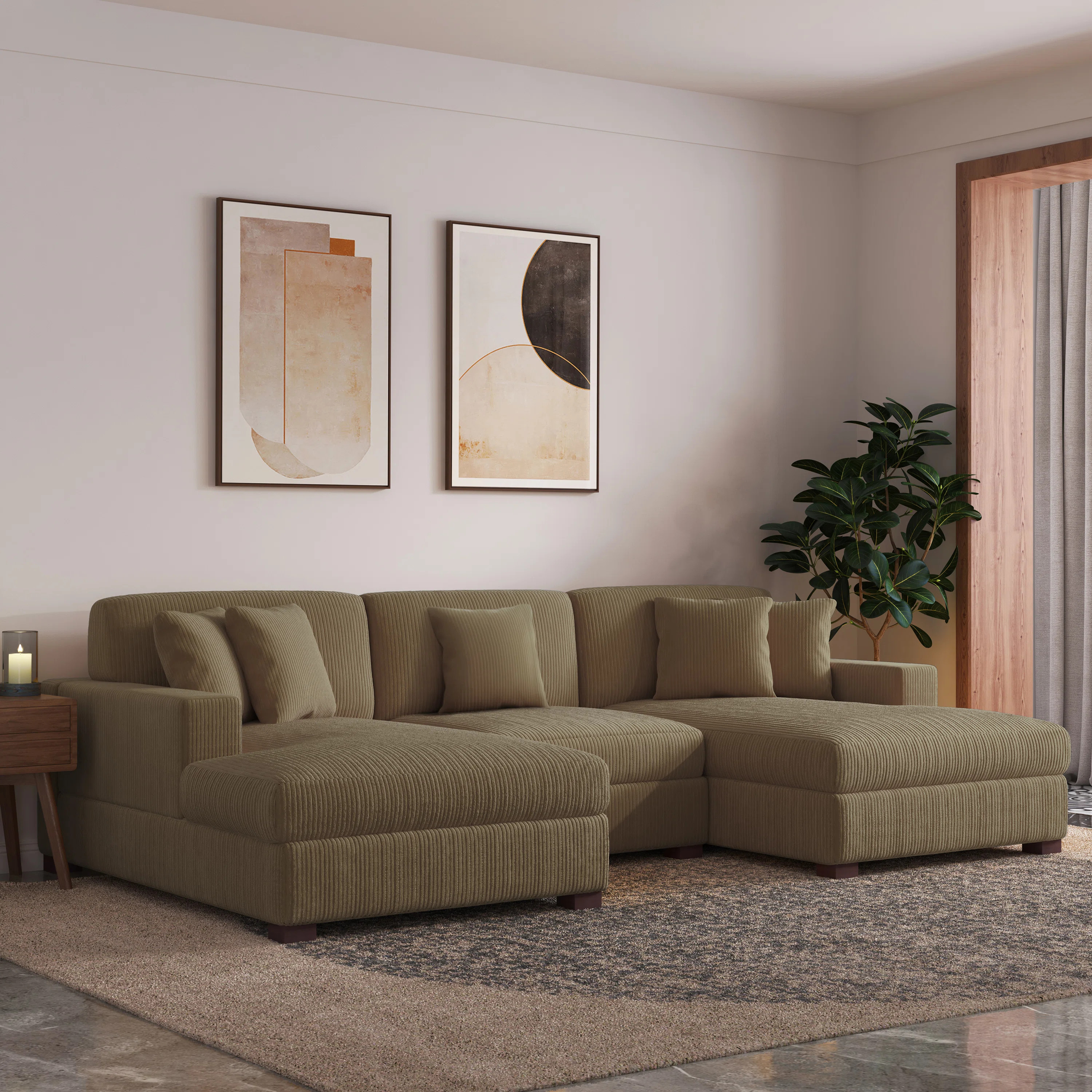 Milbrey 3 - Piece Corduroy Modular Sectional Sofa | Wayfair North America