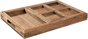 Rustic Wooden Serving Trays with Handle -Decorative Tray Set of 7 Serving Trays for Entertaining ... | Amazon (US)