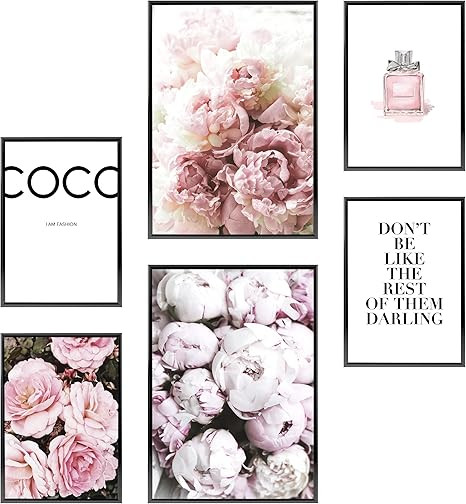 HEIMLICH wall art prints paris decor for bedroom UNFRAMED pink wall decor for bedroom women 6 pin... | Amazon (US)