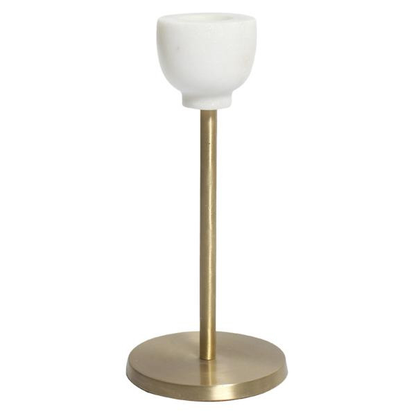 Marbled Brass Taper Candle Holder, 6", Metallic, sold by At Home | At Home