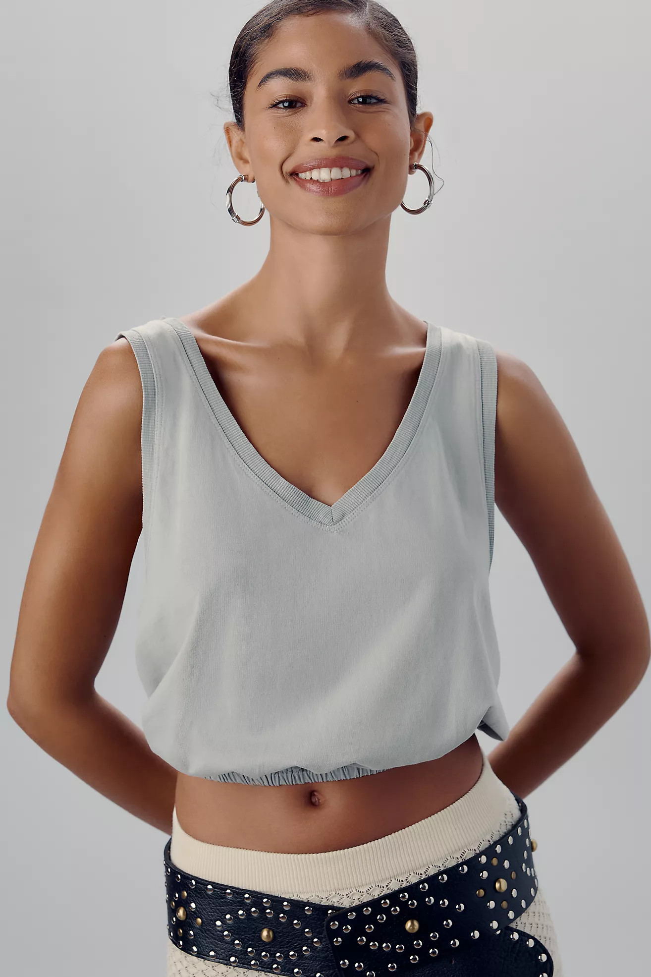 Pilcro V-Neck Bubble Muscle Tank | Anthropologie (US)