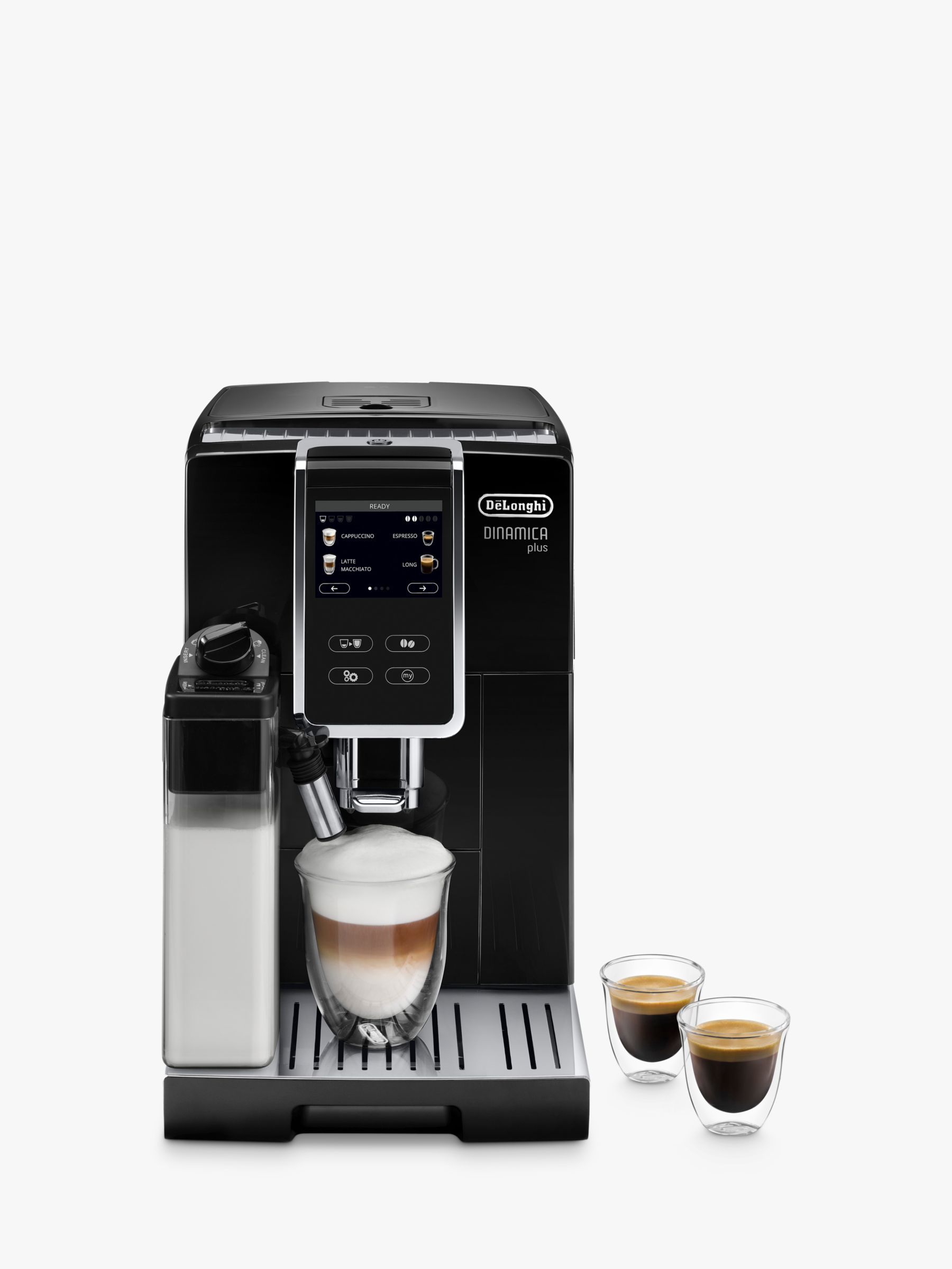 De'Longhi Dinamica Plus Fully Auto Coffee Machine, Black | John Lewis (UK)