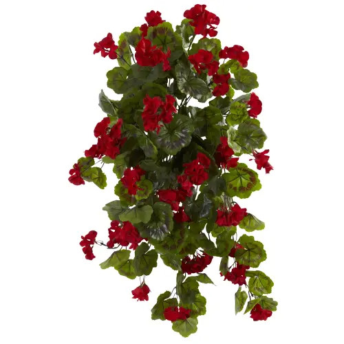 NEARLY NATURAL 29-in UV Resistant Geranium Artificial Hanging Plant (Indoor/Outdoor) - Set of 2 in Red at Nordstrom | Nordstrom