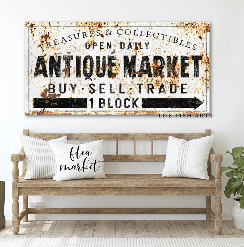 Large Modern Farmhouse Decor Antique Market Sign Rustic Wall | Etsy | Etsy (US)