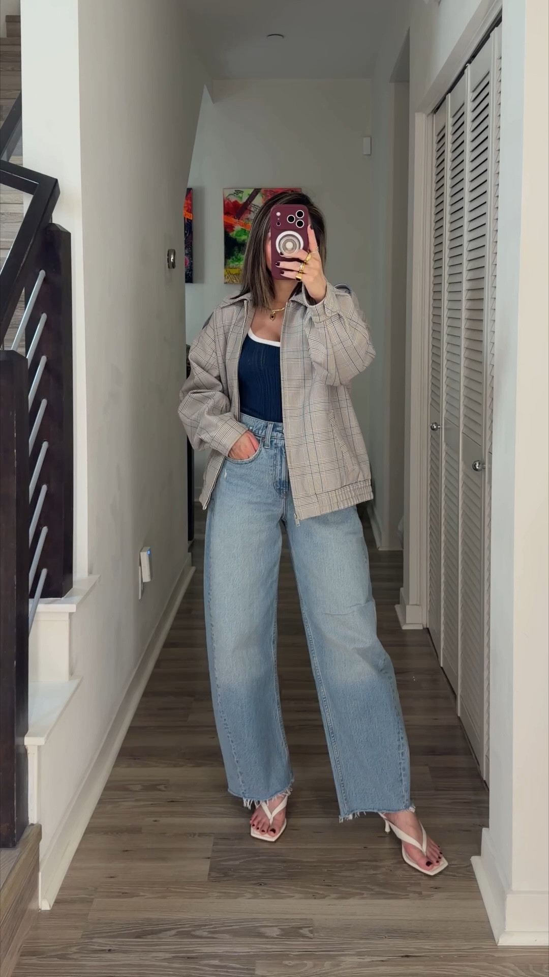 OOTD ⚡️ This bomber jacket is so cool and effortless. I don’t have anything in this beige and blue combo. Styled with a navy blue knit tank and barrel jeans from Abercrombie. Feels like spring but still chilly at night. 

Spring outfit, bomber jacket, knit top, barrel jeans, sandals, The Stylizt 



#LTKgrwm #LTKootd #LTKdayinmylife