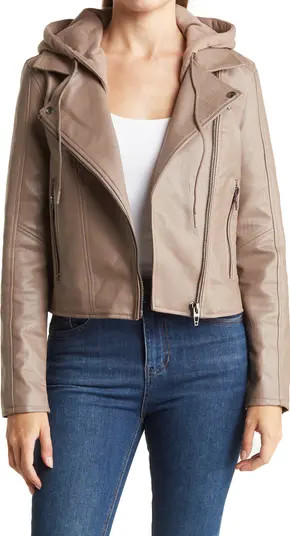 BLANKNYC Faux Leather Hooded Crop Moto Jacket | Nordstromrack | Nordstrom Rack