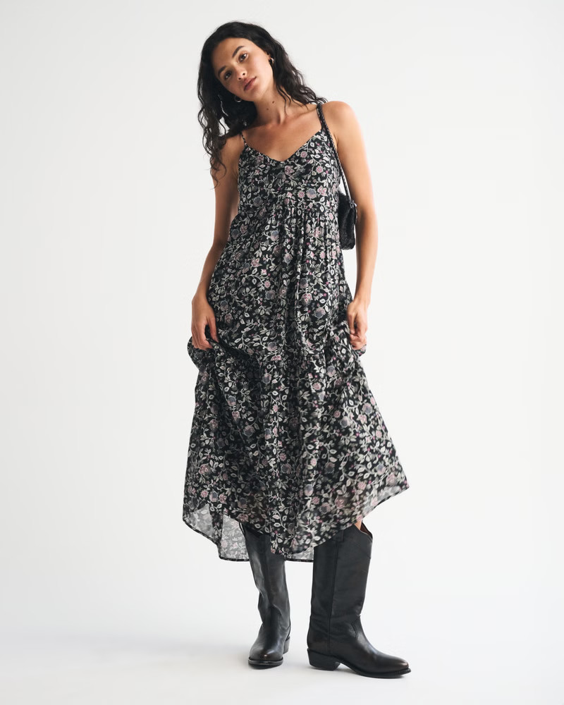 V-Neck Flowy Maxi Dress | Abercrombie & Fitch (US)