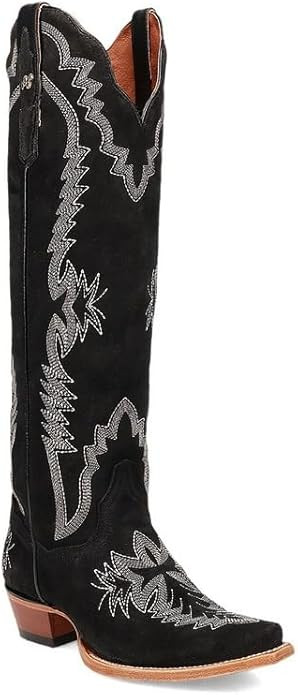 Dan Post Black Suede Marlowe 18 inch Women's Snip Toe Leather Boots DP5110 | Amazon (US)