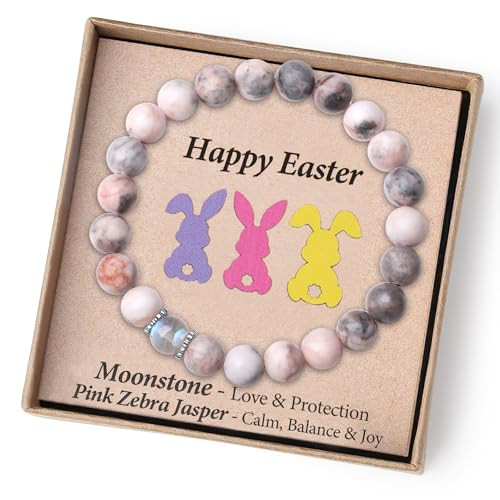 THEMEROL Easter Gifts for Kids Girls Basket Stuffers for Teens Toddler Egg Fillers Adults Women Outfit Cards 8 12 Beaded Bracelet | Amazon (US)