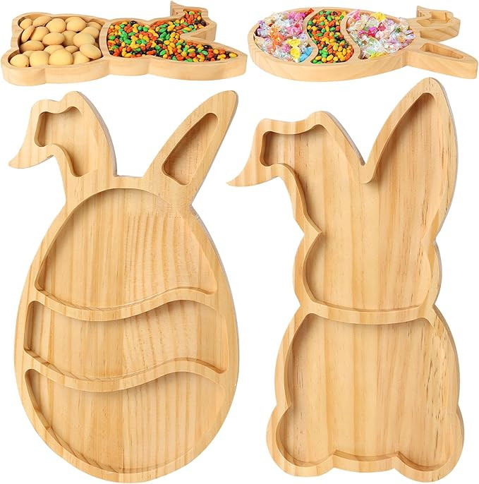 Easter Platter, Bunny & Egg Wooden Charcuterie Board Set, Easter Tray for Food, Bunny Platter, Ea... | Amazon (US)