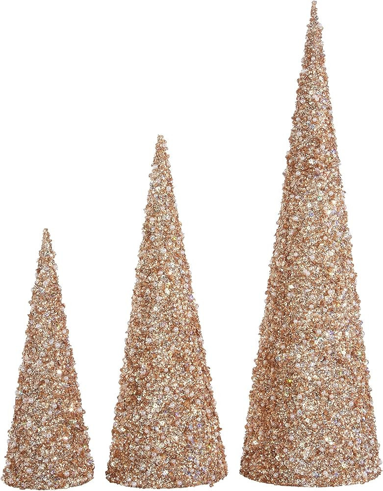 Raz 22 Inch, 17 Inch and 12 Inch High Jeweled Glittered Cone,Paper Christmas Trees Set of 3 - Cha... | Amazon (US)