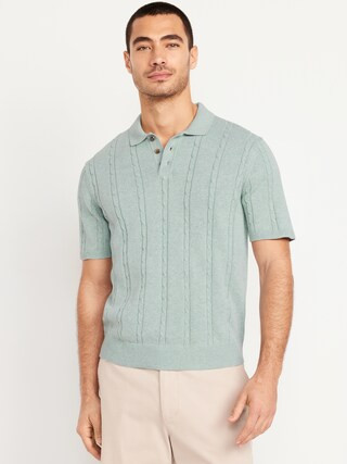 Short-Sleeve Cable-Knit Polo | Old Navy (US)