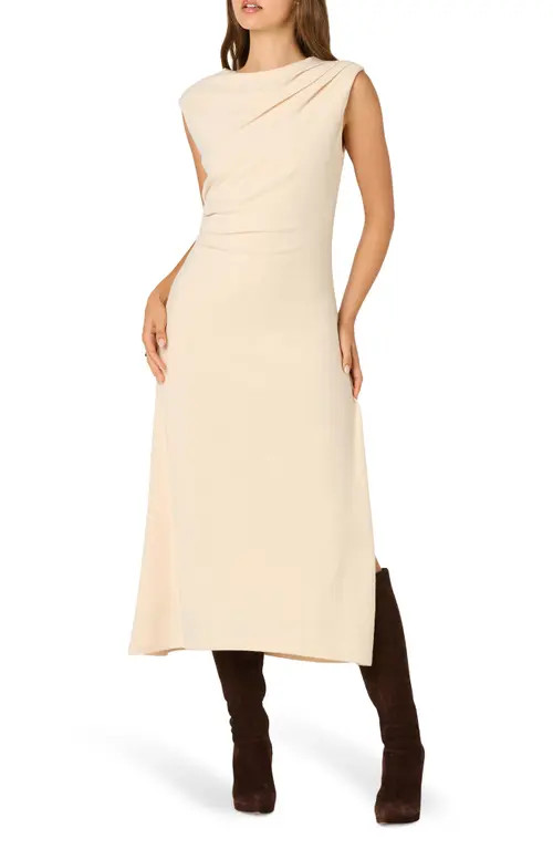 ASTR the Label Drape Sleeveless Midi Dress in Buttercream at Nordstrom, Size Medium | Nordstrom