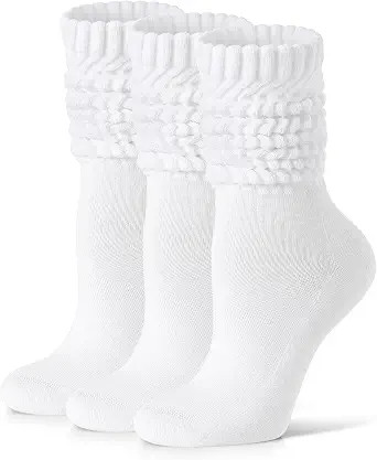 FITRELL Slouch Socks for Women, 3 Pairs Soft Cotton Knee High Scrunch Tube Boot Socks | Amazon (US)