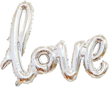40Inch Silver Love Balloon for Bridal Shower Wedding Valentine's Day Supplies 2Pcs | Amazon (US)
