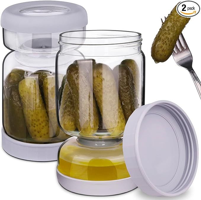 Pickle Jar, Pickle and Olive Hourglass Jar Pickle Juice Separator from Wet and Dry, Upgrade Food-... | Amazon (US)