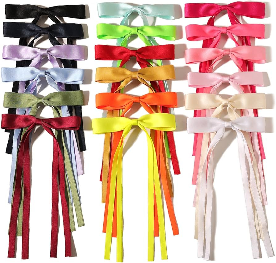 Bow Hair Clips with Tassels and Long Tails - 18pcs Hair Accessories Set for Women and Girls | Amazon (US)