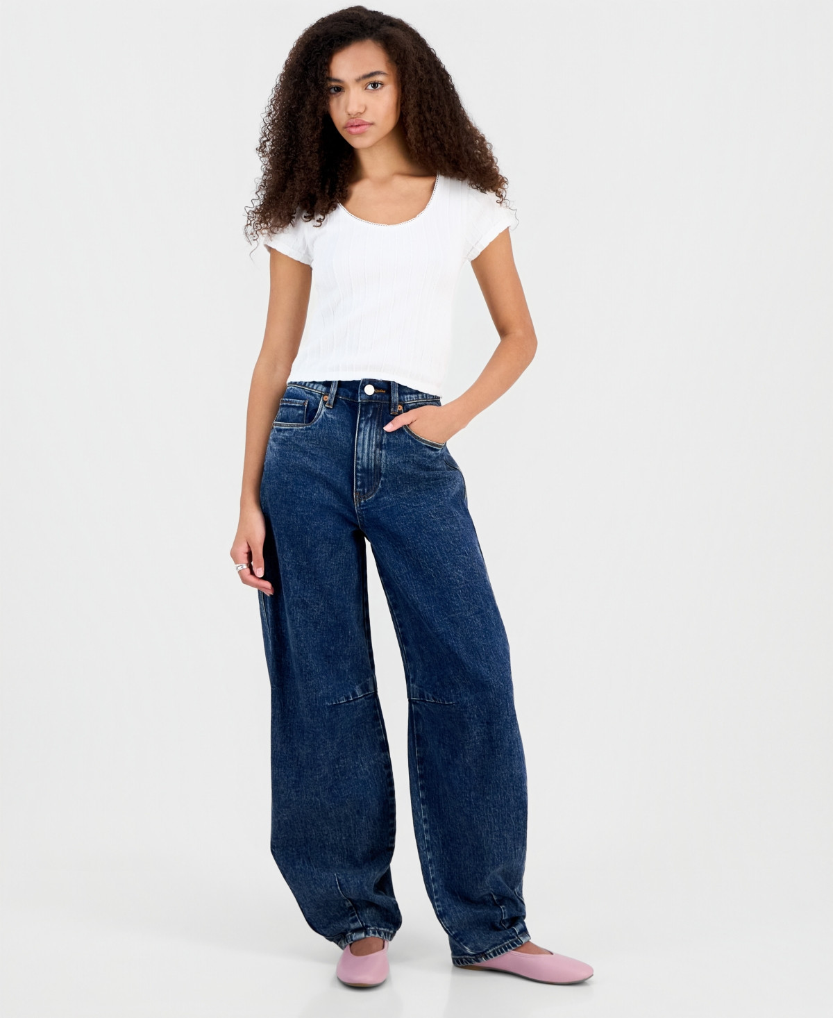 Blank Nyc Women's Barrel-Leg High-Rise Jeans - Money Moves | Macy's