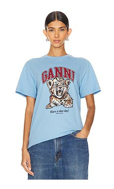 Ganni Basic Tiger T-Shirt in Blissful Blue from Revolve.com | Revolve Clothing (Global)