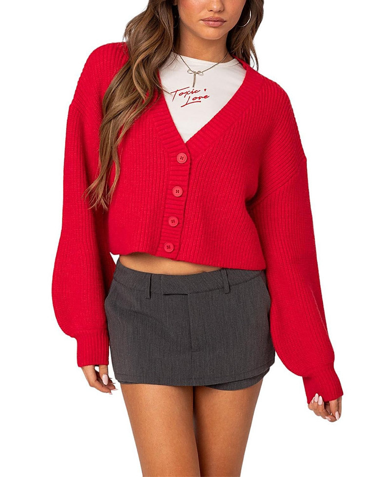 Edikted Sabrina Chunky Knit Cropped Cardigan | Bloomingdale's (US)