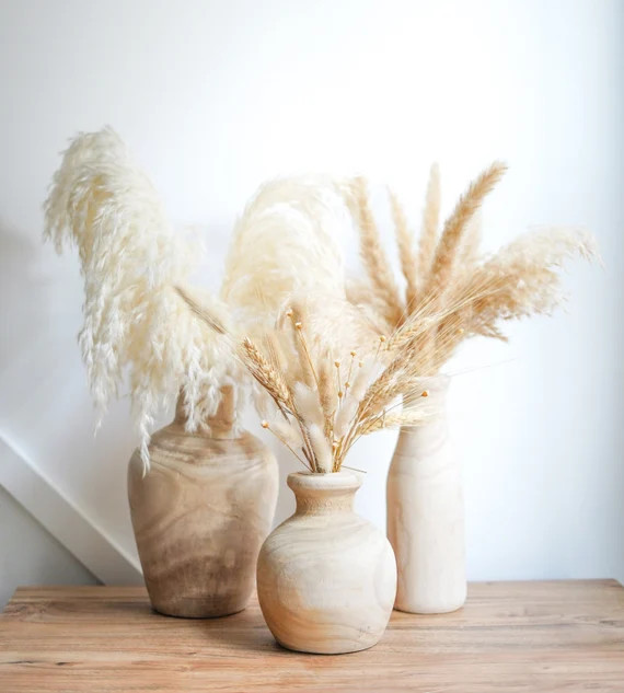 Handcrafted Paulownia Wooden Vases - Set of 3 | Etsy (US)